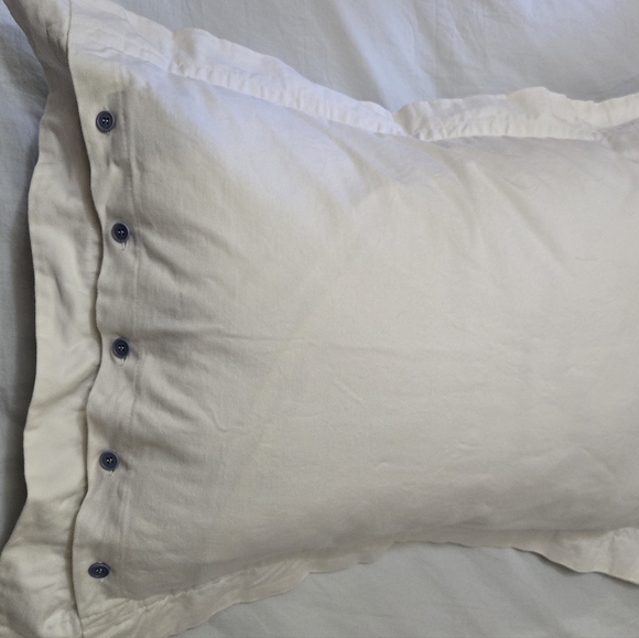 RALPH LAUREN 100% COTTON WHITE & BLUE PILLOW SHAMS SET 2 BEDDING LINENS COASTAL - Picture 15 of 16